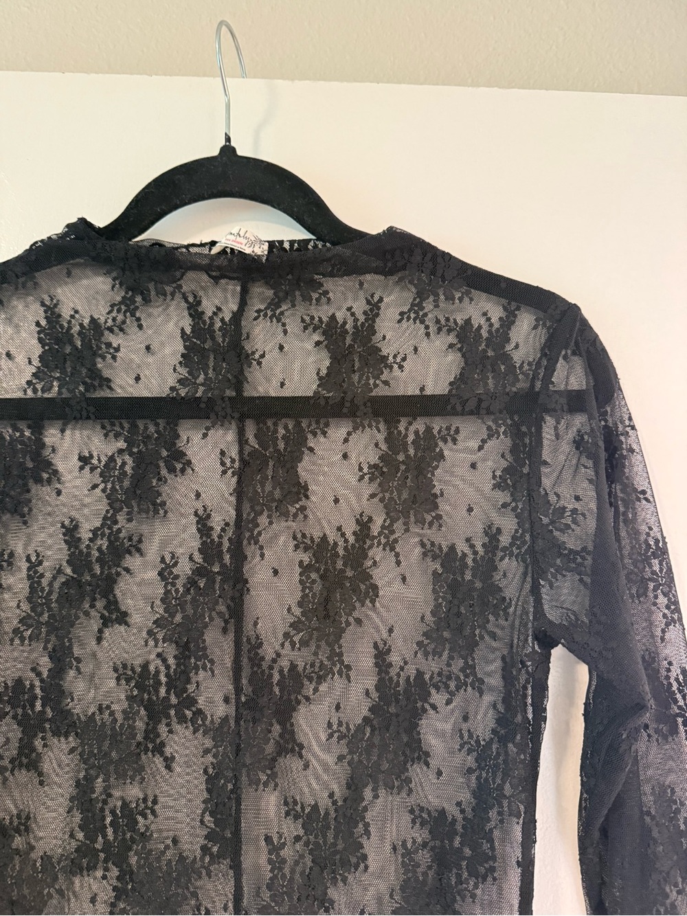 Free People Black Sheer Lace Long-Sleeve Top - Picture 3 of 4